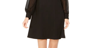 Calvin Klein Women's A Line Dress with Illusion Cuff Sleeve Black Size 4