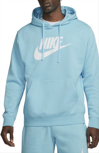 Nike Women's Sportswear Club Fleece Logo Hoodie Blue Size Large