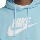 Nike Women's Sportswear Club Fleece Logo Hoodie Blue Size Large