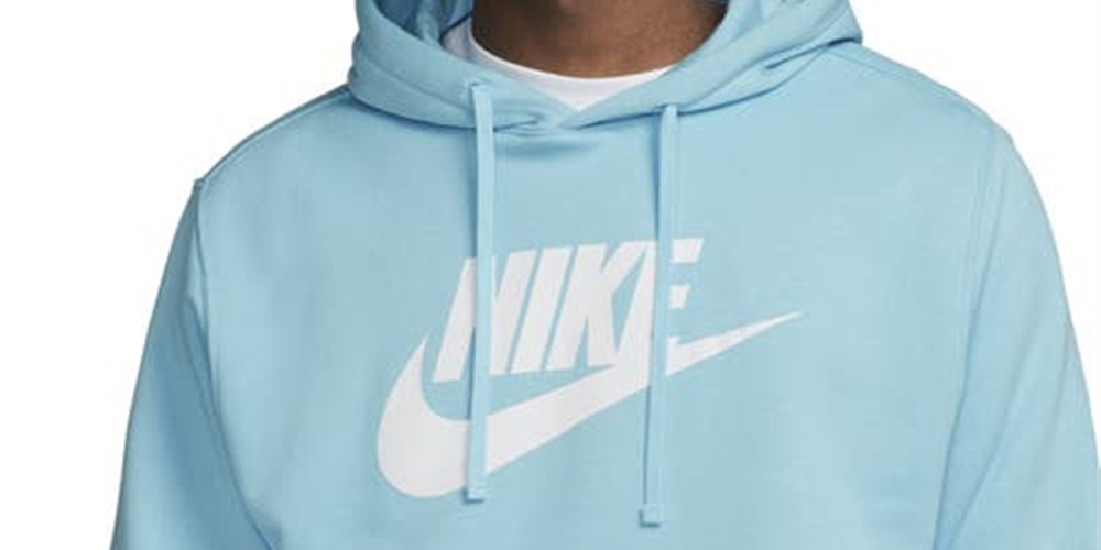 Nike Women's Sportswear Club Fleece Logo Hoodie Blue Size Large
