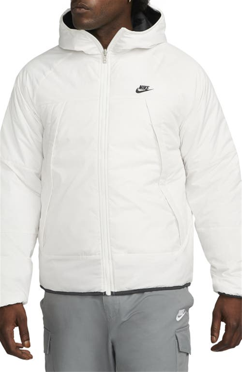 Nike Women's Sportswear Therma FIT Legacy Reversible Jacket Gray Size Medium