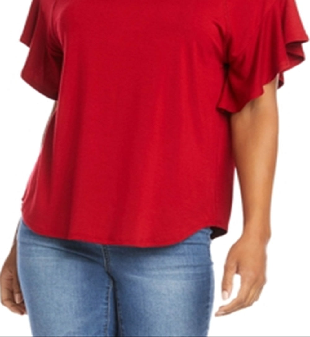 Karen Kane Women's Ruffle Sleeve Top Red Size Large