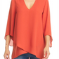 Karen Kane Women's Asymmetrical Crepe Top Orange Size Large