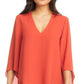Karen Kane Women's Asymmetrical Crepe Top Orange Size Large