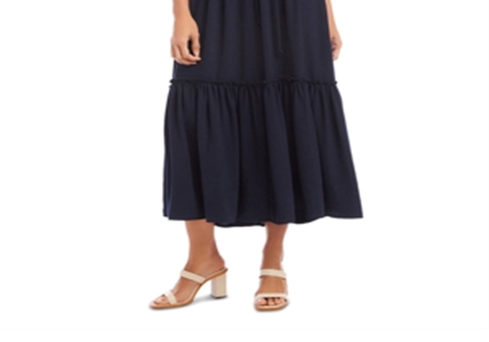 Karen Kane Womens Cocktail Midi Fit & Flare Dress Blue