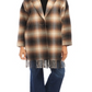 Karen Kane Plaid Fringe Trim Jacket Brown