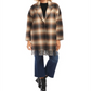 Karen Kane Plaid Fringe Trim Jacket Brown