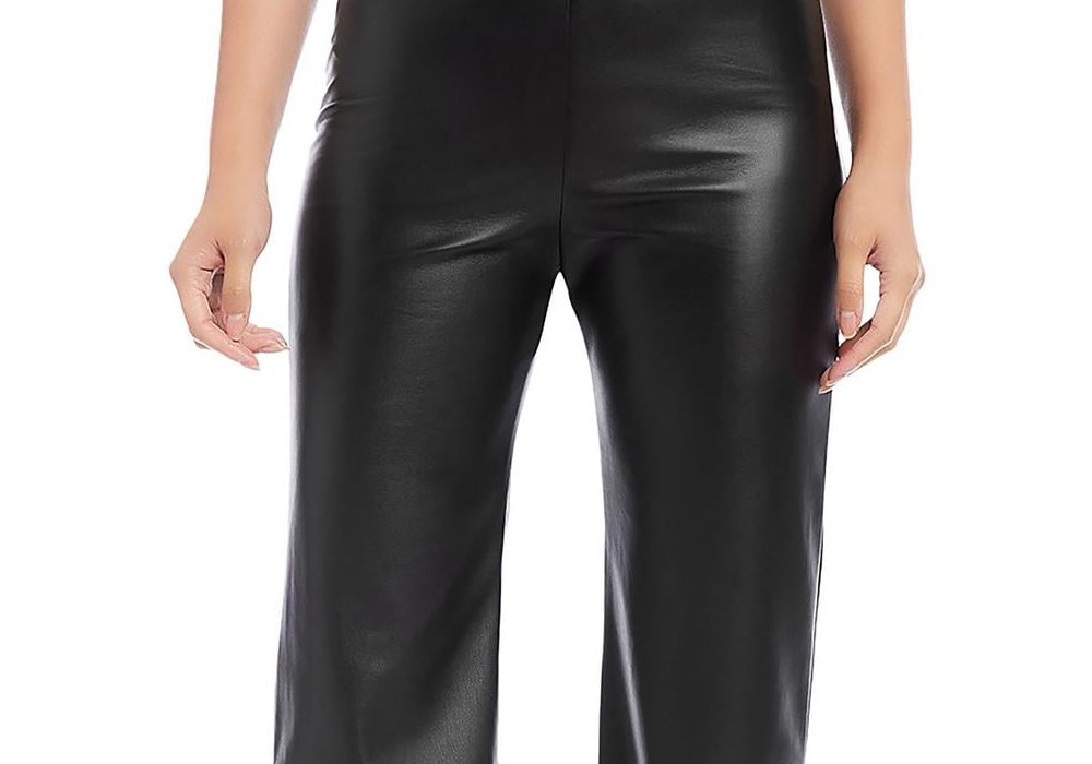 Karen Kane Wide Leg Faux Leather Pants Black