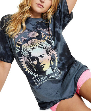 Junk Food Women's Cotton Frida Kahlo Graphic T-Shirt Black Size Large