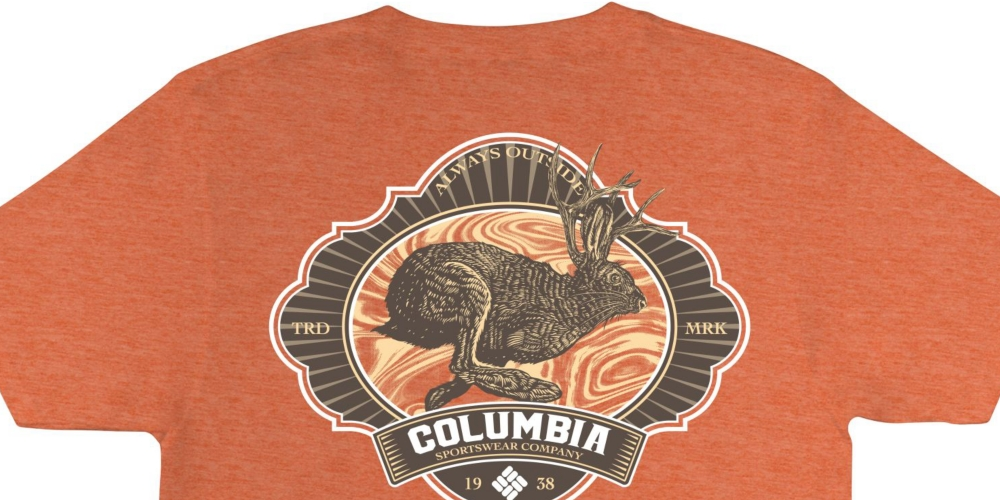 Columbia Men's Casual Crewneck Graphic T-Shirt Orange Size Small