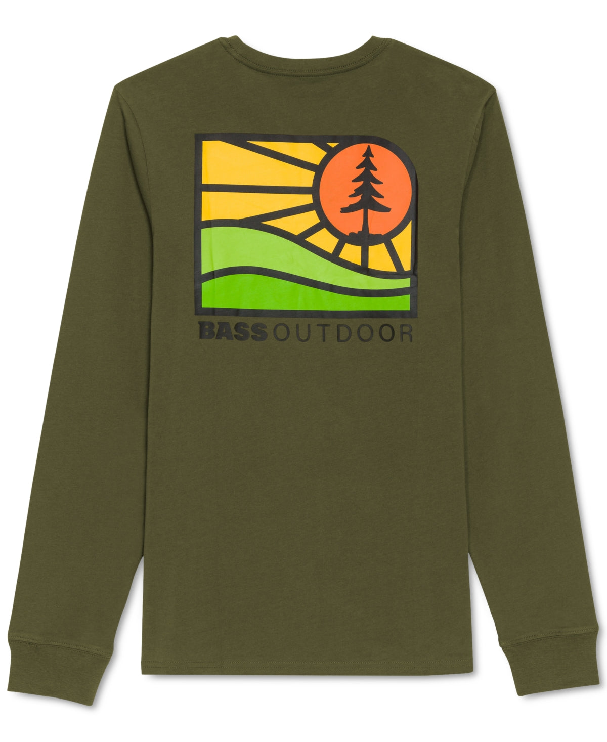 Bass Outdoor Men's Alpha Long Sleeve Graphic T-Shirt Green Size Large
