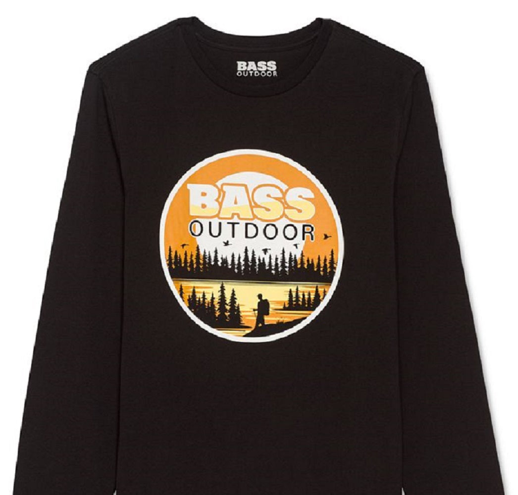 Bass Outdoor Men's Golden Graphic Long Sleeve T-Shirt Black Size Medium