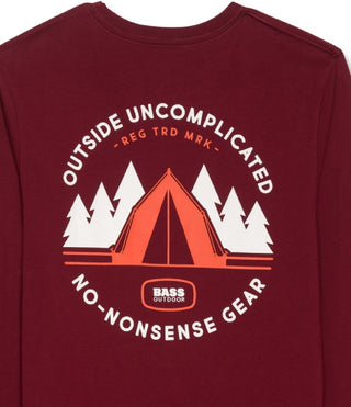 Bass Outdoor Men's Tent Graphic Long Sleeve T-Shirt Red Size Large