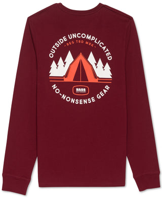 Bass Outdoor Men's Tent Graphic Long Sleeve T-Shirt Red Size Large