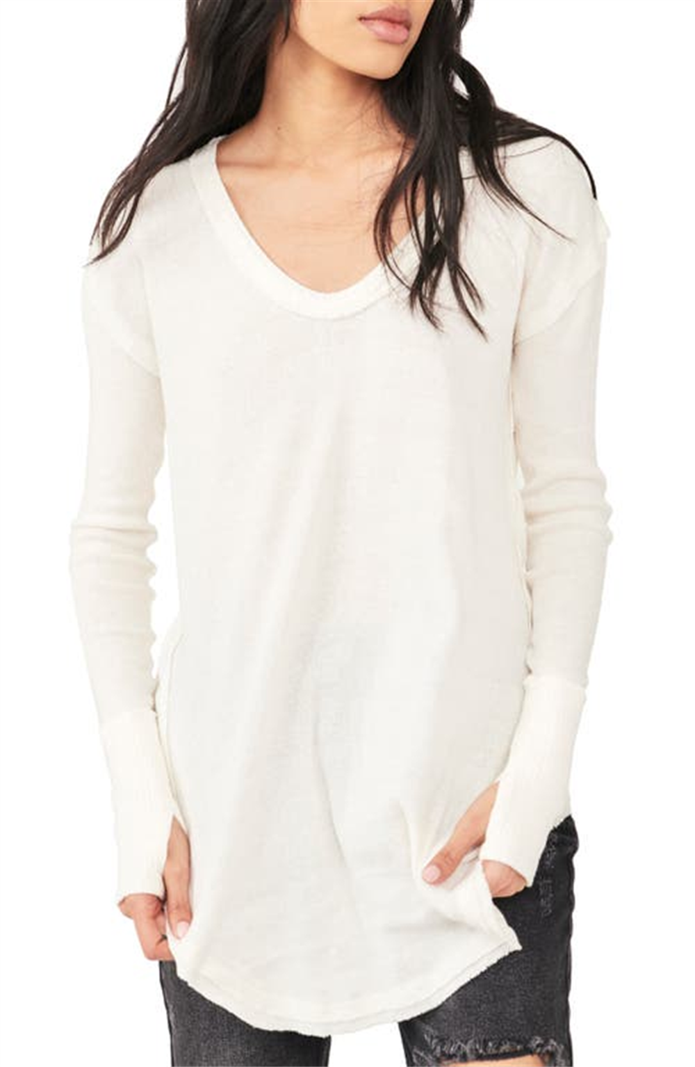 Free People Women's Colby Raw Edge Top White Size X-Small