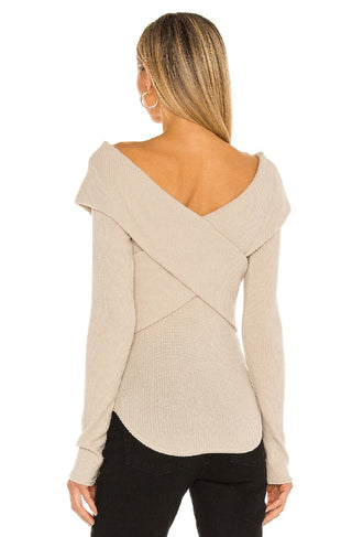 Free People Women's Marley Off The Shoulder Rib Top Brown Size Large