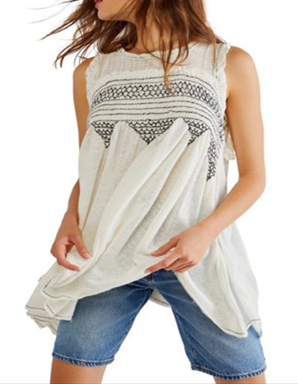 Free People Women's Sea Breeze Tunic Top White Size Large