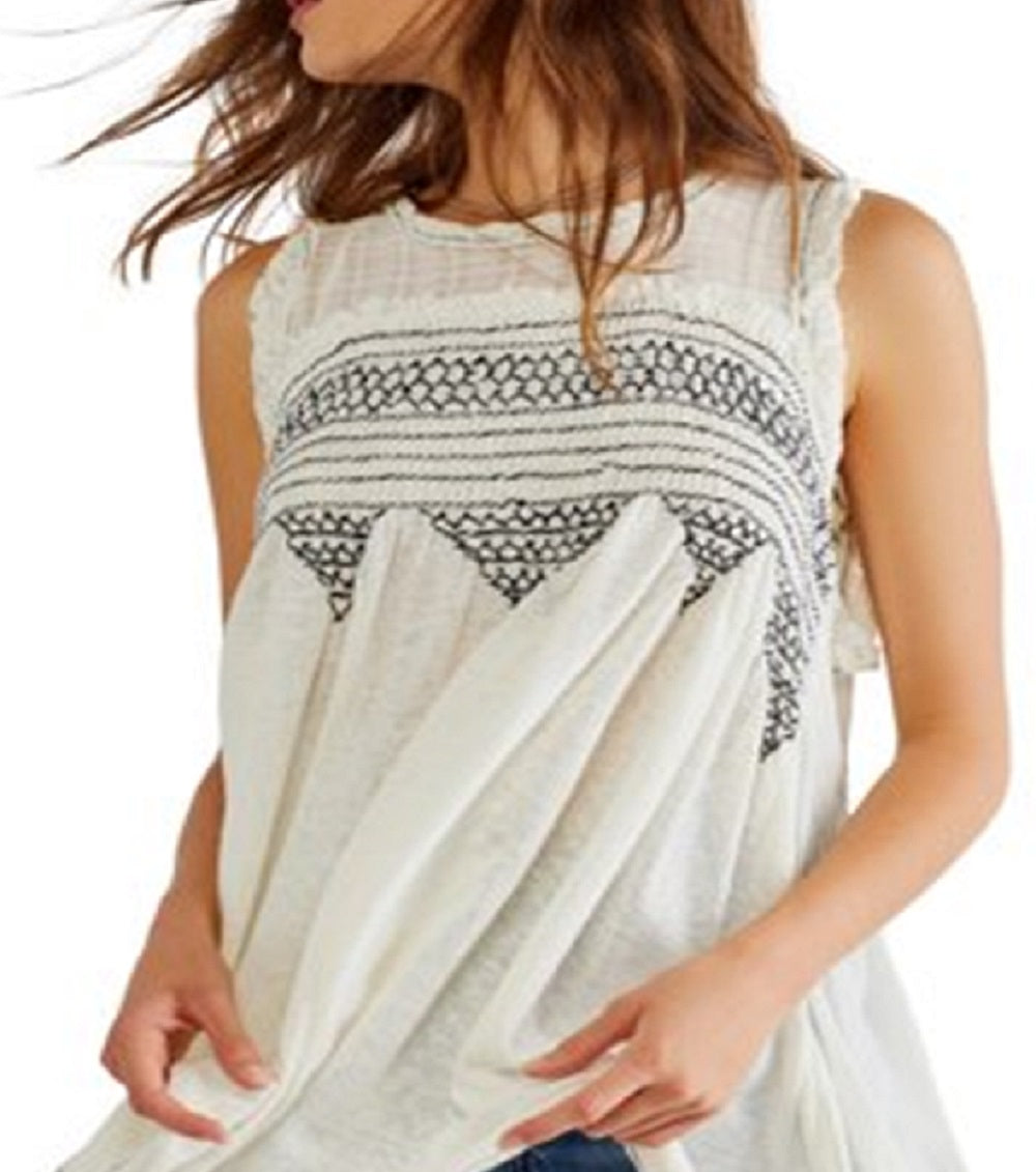 Free People Women's Sea Breeze Tunic Top White Size Large