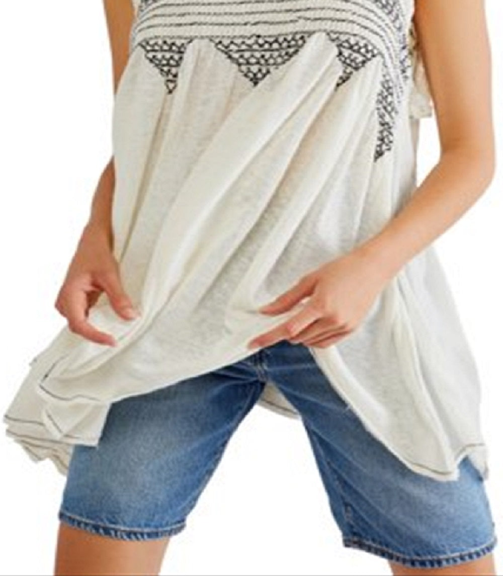 Free People Women's Sea Breeze Tunic Top White Size Large
