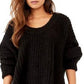 Free People Women's Bell V Neck Sweater Black Size X-Small