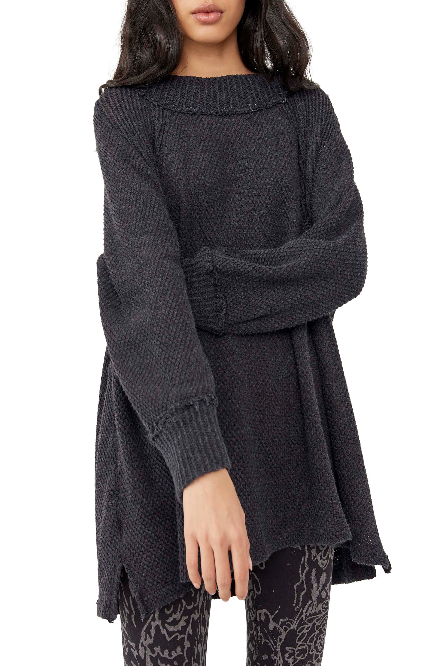 Free People Women's She's A Keeper Mock Neck Top Black Size Large