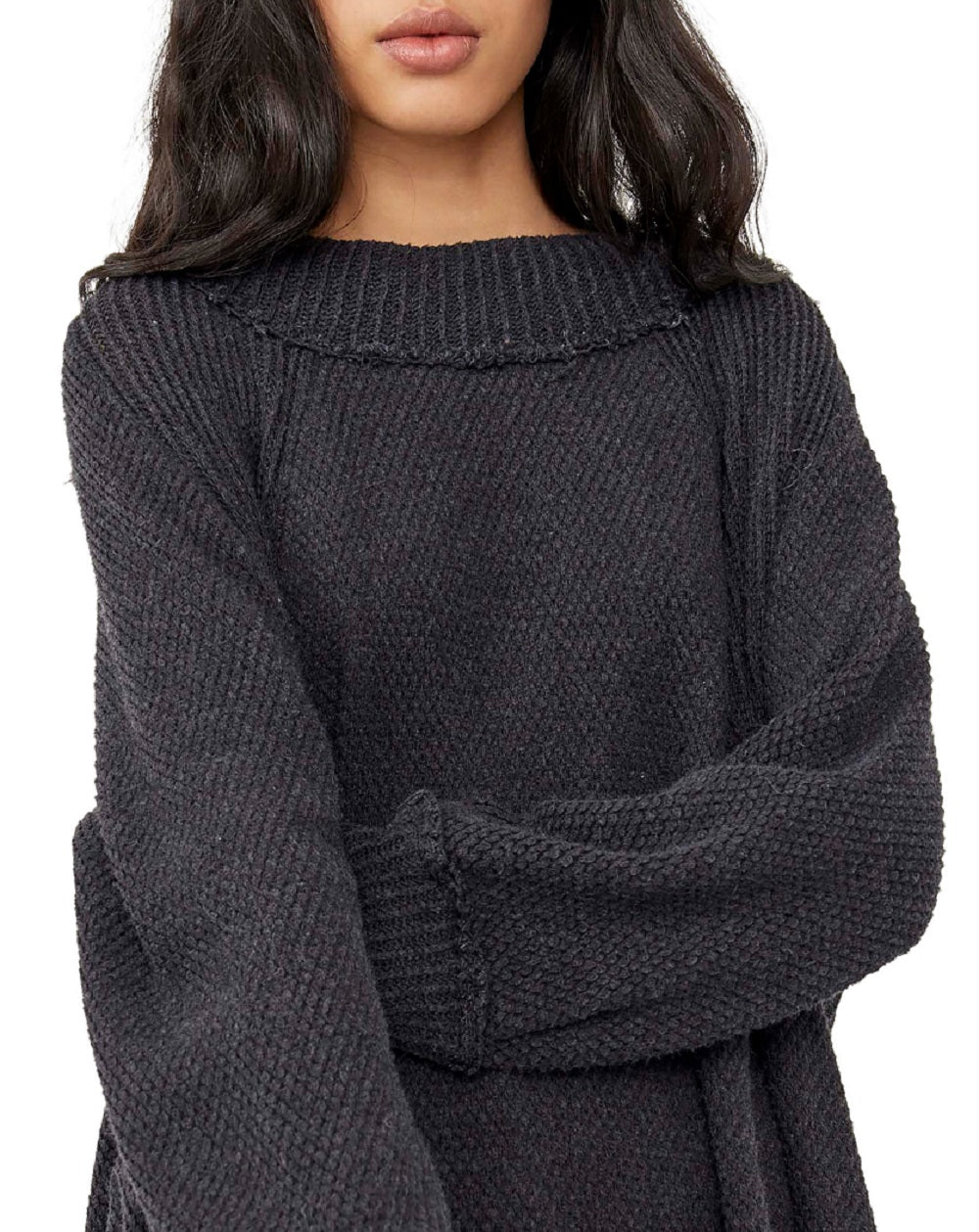 Free People Women's She's A Keeper Mock Neck Top Black Size Large