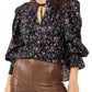 Free People Women's Meant to Be Floral Cotton Blouse Black Size Small