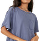 Free People Women's Care Fp Oversize Pocket T-Shirt Blue Size X-Small