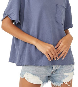 Free People Women's Care Fp Oversize Pocket T-Shirt Blue Size X-Small