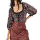 Free People Black Velvet Blouse - Size Medium