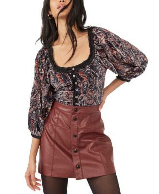 Free People Black Velvet Blouse - Size Medium