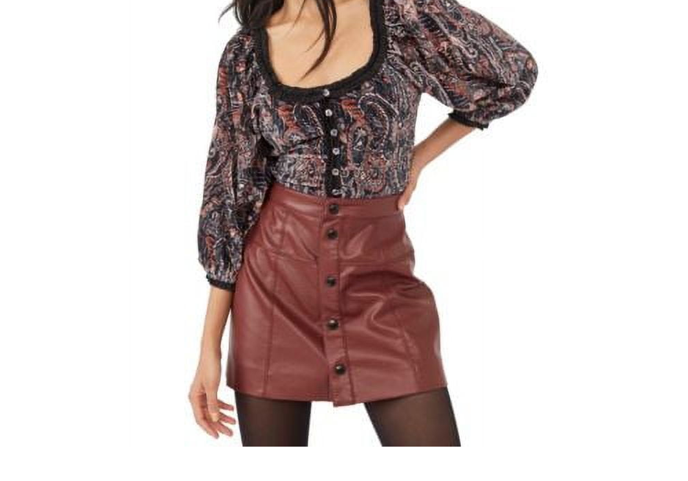 Free People Black Velvet Blouse - Size Medium