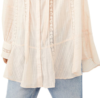 Free People Women's Mikaela Button Up Cotton Tunic Brown Size Medium