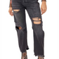 Free People Women's Distressed Tapered Baggy Boyfriend Jeans Black Size 27