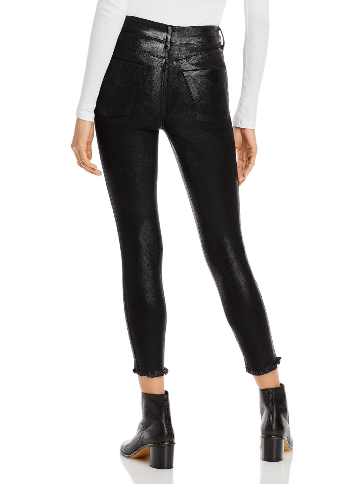 Free People Women's Coated Shimmer Skinny Jeans Black Size 27