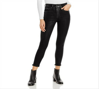 Free People Women's Coated Shimmer Skinny Jeans Black Size 27