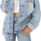 Free People Women's Flawless Hooded Denim Jacket Blue Size X-Small