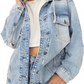 Free People Women's Flawless Hooded Denim Jacket Blue Size X-Small