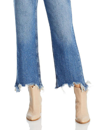 Free People Women's Maggie Ripped Crop Straight Leg Jeans Blue Size 30