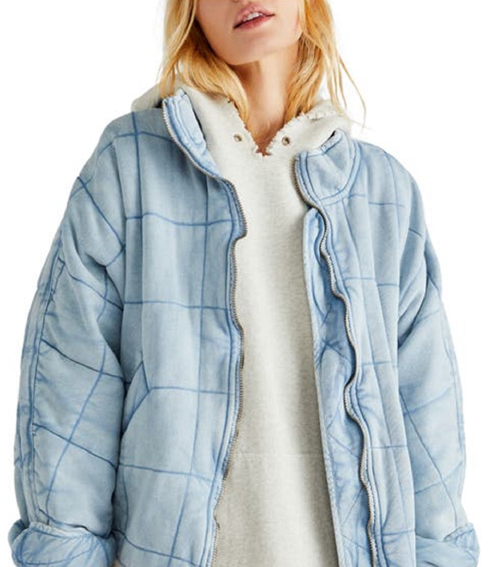 Free People Women's Dolman Sleeve Quilted Jacket Blue Size Small