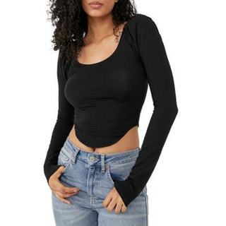 Free People Women's Willow Corset Crop Top Black Size Small