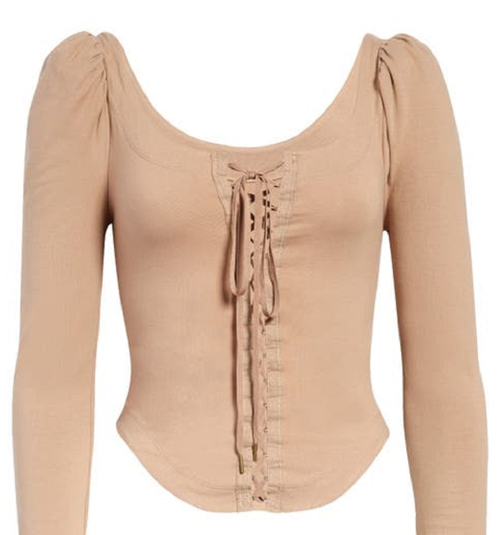 Free People Women's Willow Corset Crop Top Brown Size Small