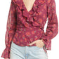 Free People Women's Amanda Ruffle Long Sleeve Top Pink Size Medium