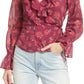 Free People Women's Amanda Ruffle Long Sleeve Top Pink Size Medium