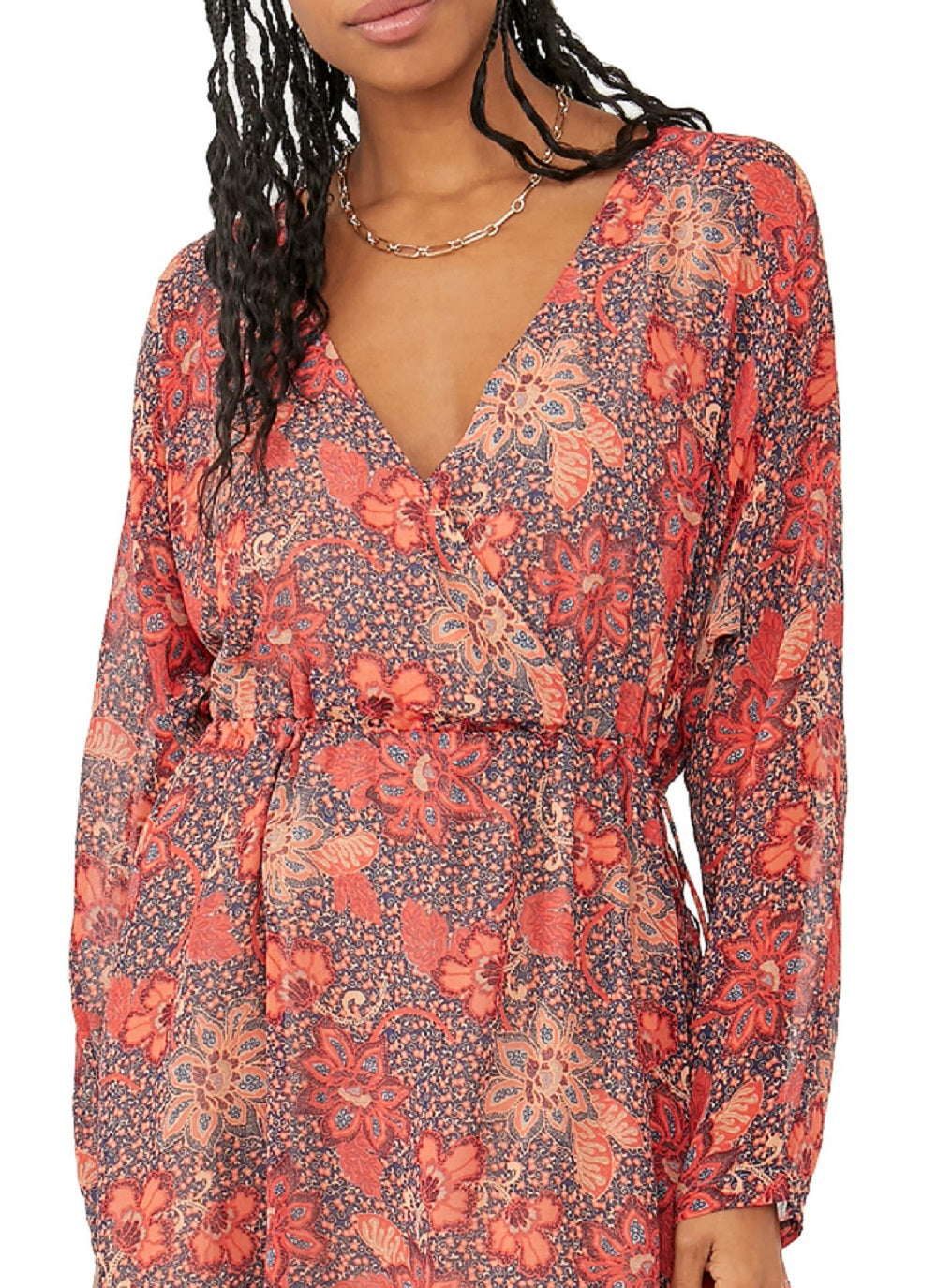 Free People Women's Teegan Floral Long Sleeve Minidress Pink Size Medium