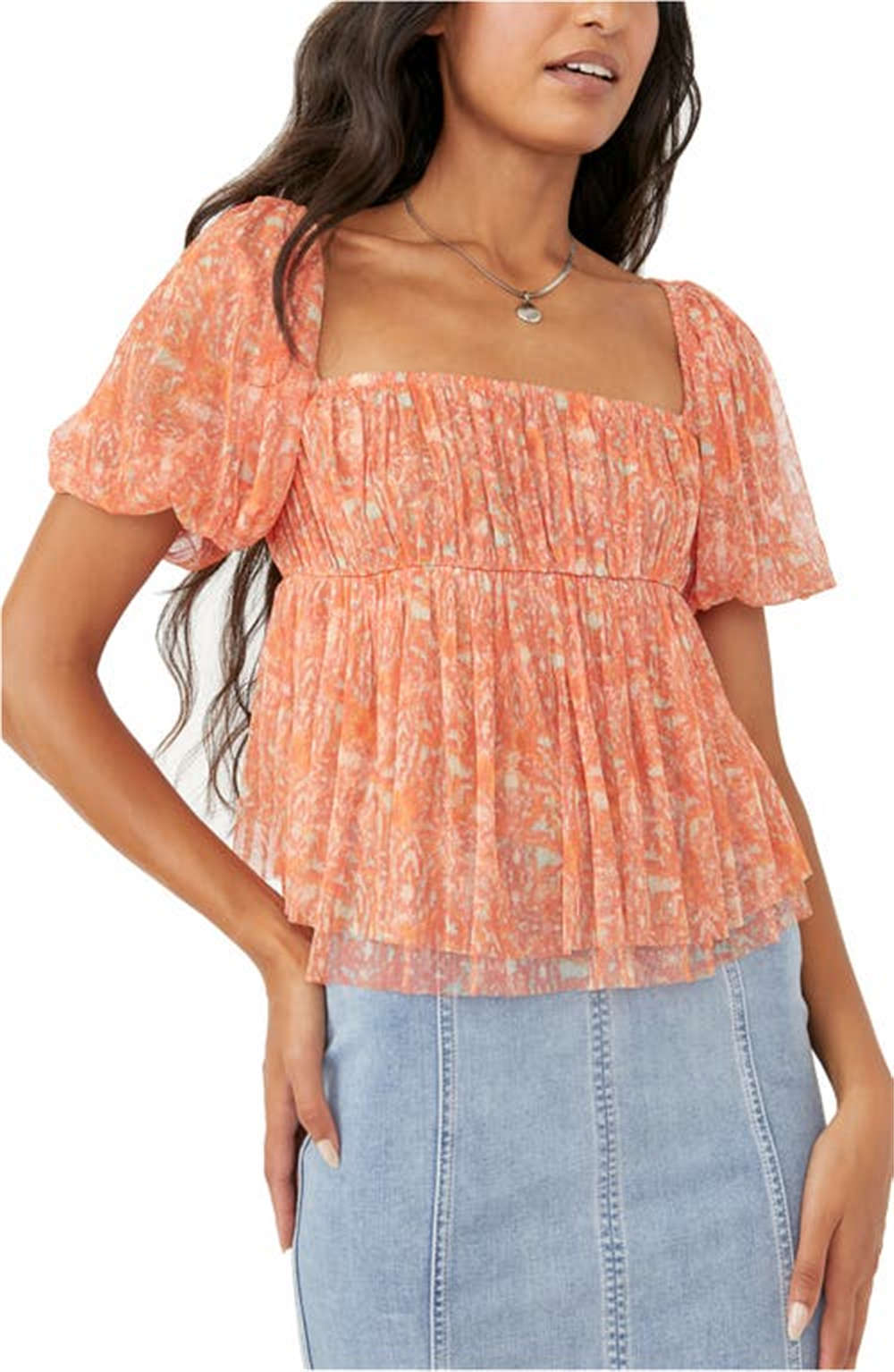 Free People Women's Penelope Mesh Top Orange Size X-Large