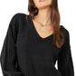 Free People Women's When It Rains Cotton V Neck Sweater Black Size X-Small