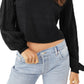 Free People Women's When It Rains Cotton V Neck Sweater Black Size X-Small