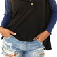 Free People Women's Grand Slam Linen Blend Three Quarter Sleeve Top Black Size Medium