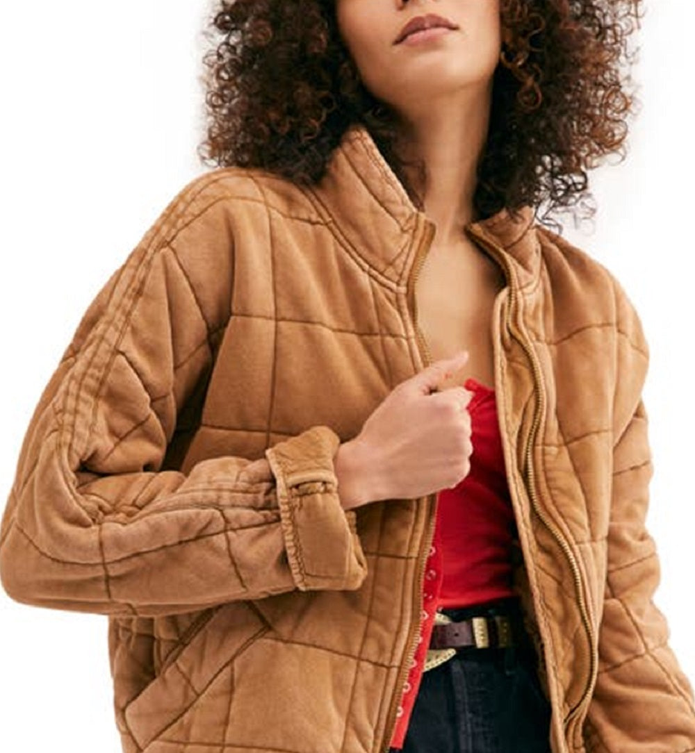 Free People Women's Dolman Sleeve Quilted Jacket Brown Size Medium